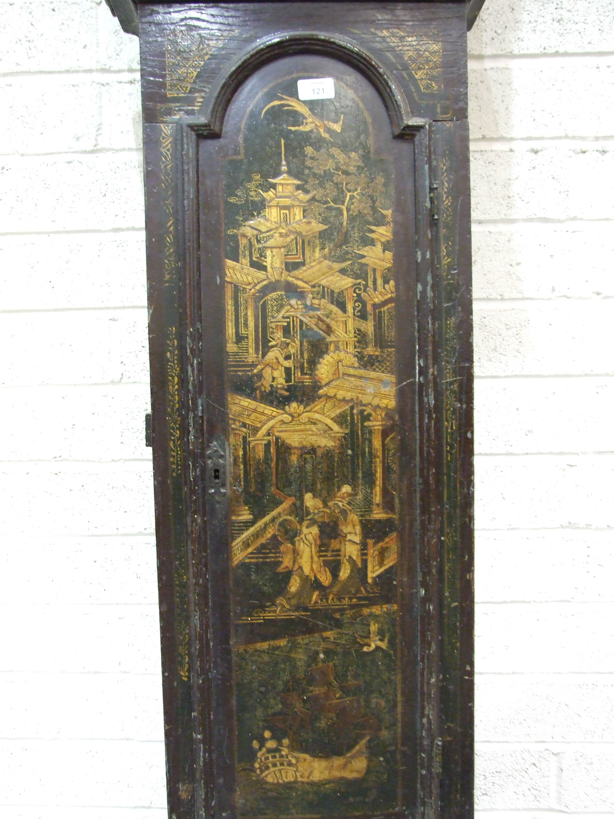 Walter Michell, Plymouth, a mid-18th century long case clock, the green lacquered case decorated - Image 3 of 7