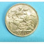 An Edward VII 1909 sovereign.