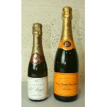 France, Veuve Clicquot Ponsardin, 12% vol, 75cl, one bottle and Pol Roger demi-sec, 12%vol, 37.