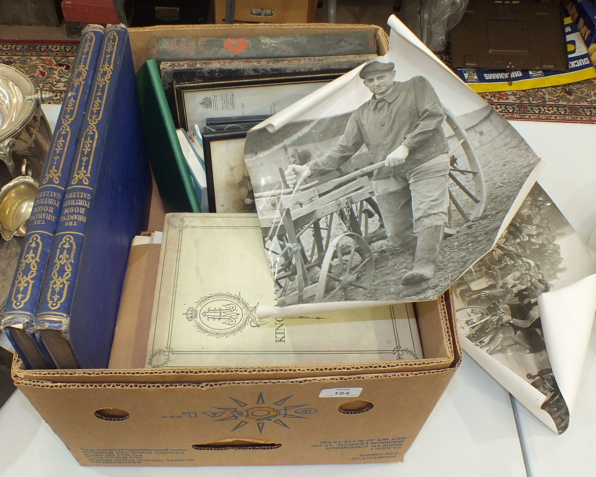 Two large photographs of cycling interest, a Cassells illustrated family bible and other items. - Image 2 of 2