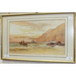 G H Jenkins, 'Crabbers in Bigbury Bay off Start Point', a signed watercolour, 23 x 40cm, titled