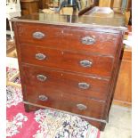 A stained wood straight-front chest of four drawers, 92cm wide, 104cm high.