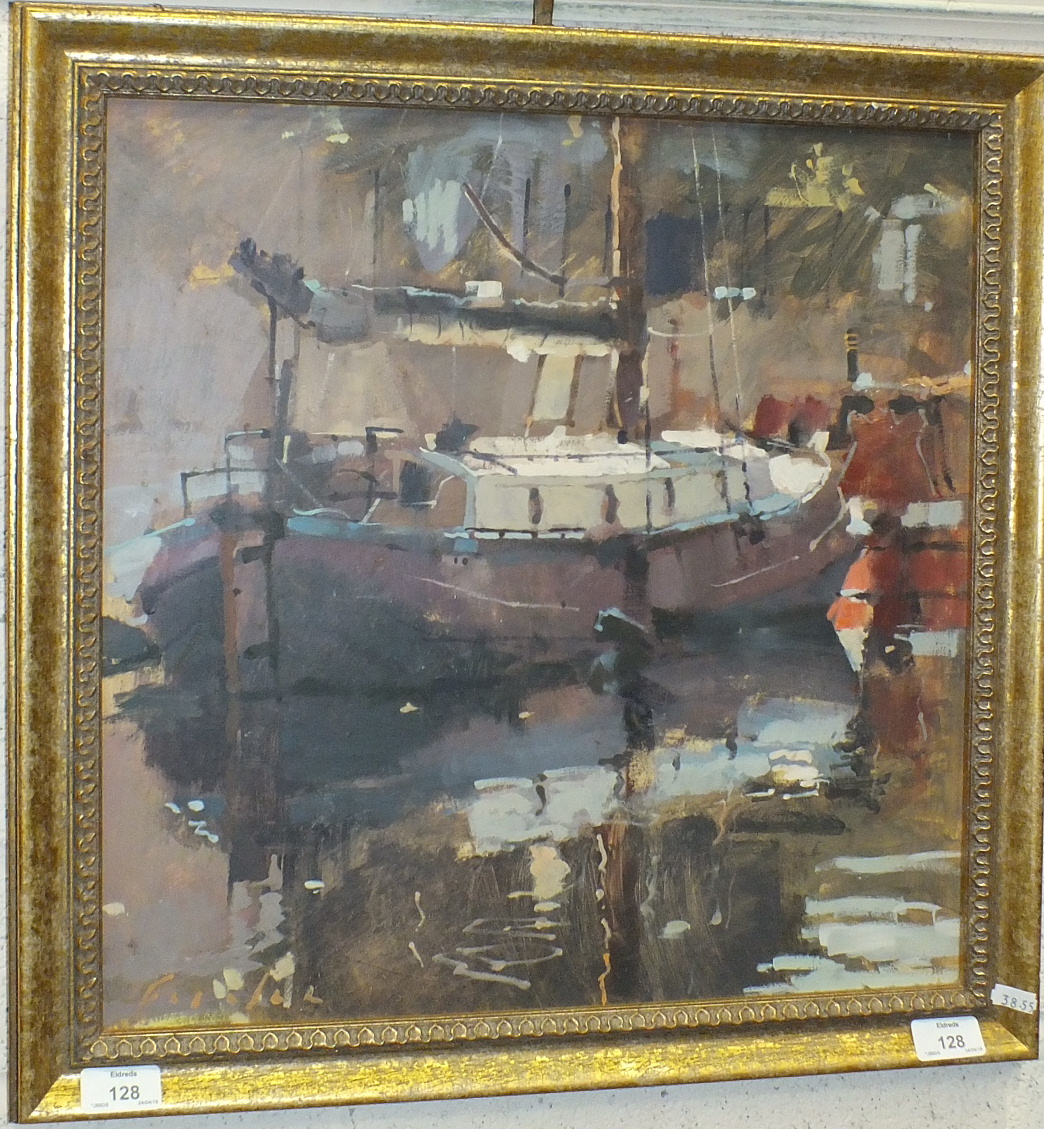 Alan Ferebee (20th century, British), 'Little Venice', a signed oil on panel, 44 x 44.5cm, titled
