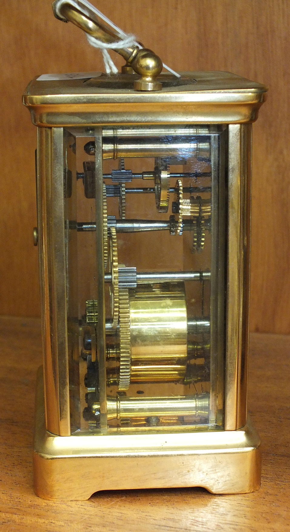 A brass case carriage timepiece with carrying handle, 14cm high. - Image 2 of 2