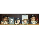 A collection of six Royal Doulton character jugs, 'Sir Francis Drake' D6805, 18cm high, 'Sir