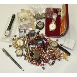 A mother-of-pearl visiting card case, (a/f), a gents 'Rowe' automatic wrist watch, boxed, other
