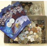 A collection of British and foreign coinage, including a small quantity of pre-1946 silver.