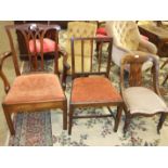 A Chippendale-style mahogany carver chair with drop-in seat, on square chamfered legs and other