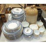 Thirty pieces of Cetem Ware 'Duchess' decorated blue and white dinnerware, a stoneware flagon