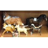 A Beswick model of a collie 'Lochinvar of Lady Park' (large), 14.5cm high, a bull terrier (small),