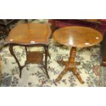 A 19th century mahogany occasional table, the oval top on turned column and quadruped base, 59 x