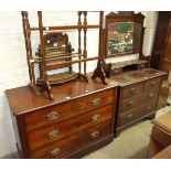 A mahogany straight-front chest of three drawers, 112cm wide, a mahogany dressing chest, a