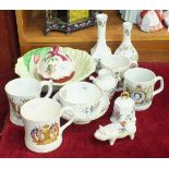 A Carltonware salad bowl, five pieces of Aynsley 'Pembroke' decorated ceramics and other chinaware.