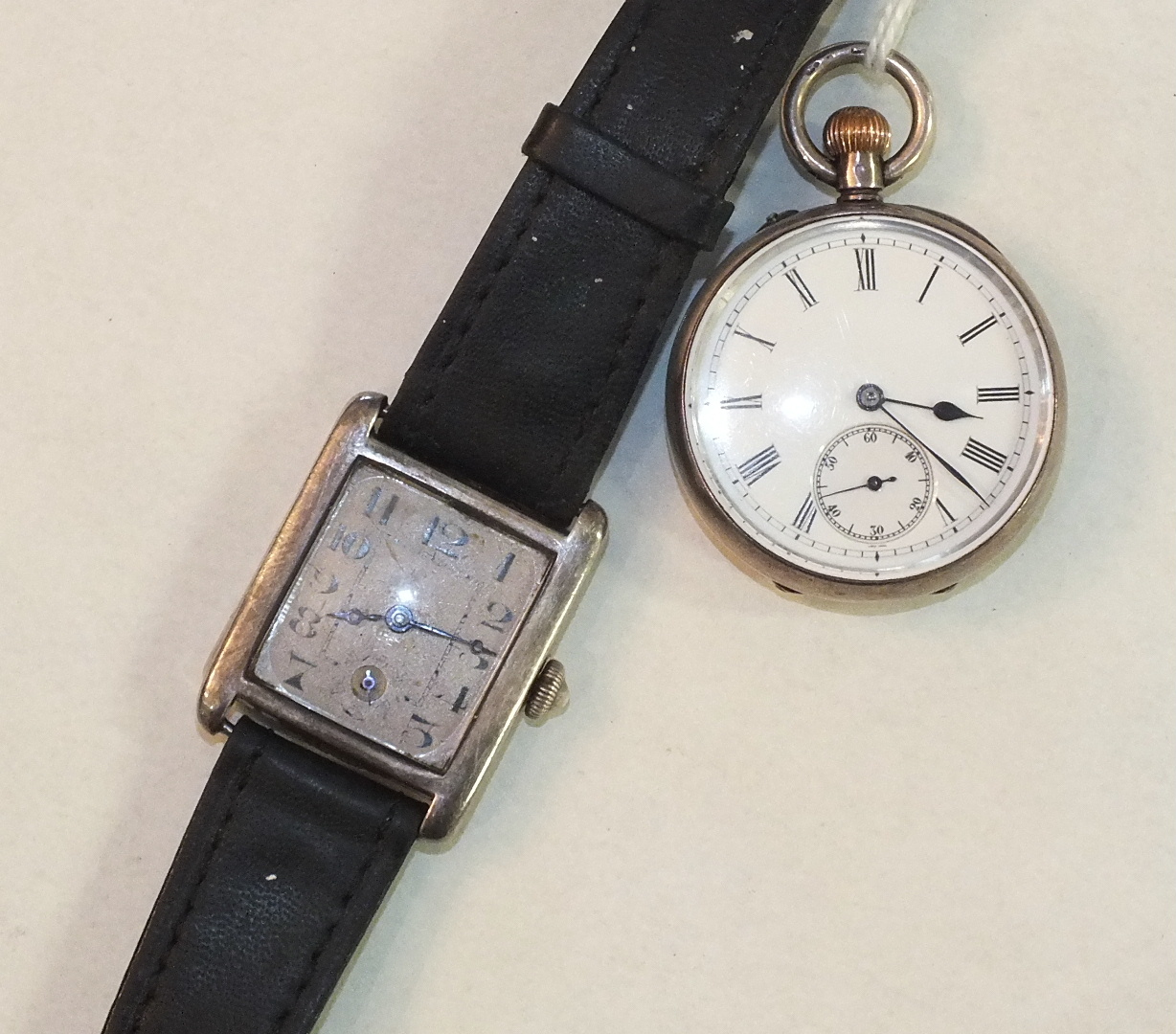 A gentleman's vintage silver-cased wrist watch c1930, the rectangular silvered face with Arabic - Image 4 of 4