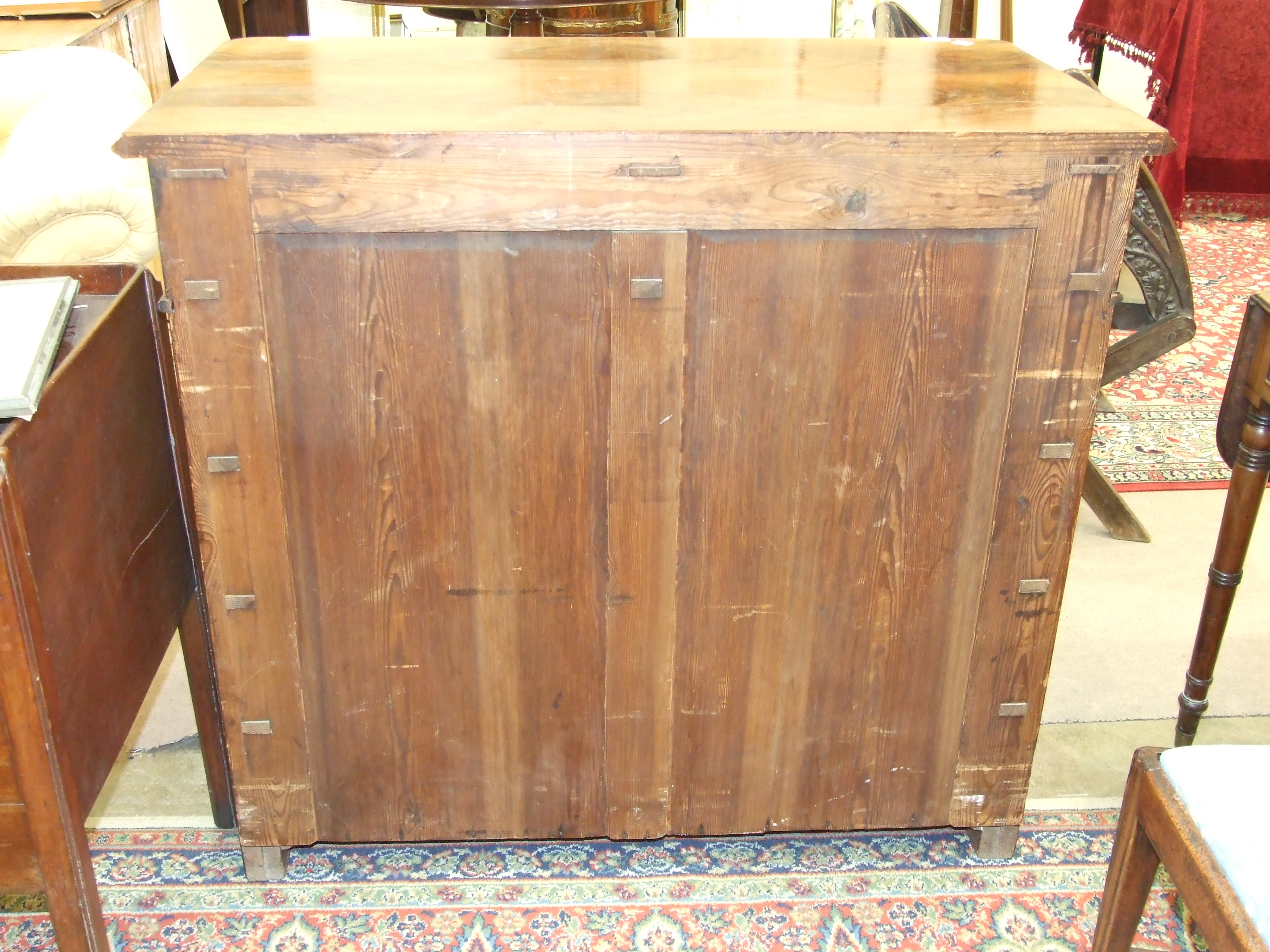 A 19th century Continental mahogany chest of two short and four long graduated drawers, on cut- - Image 3 of 4