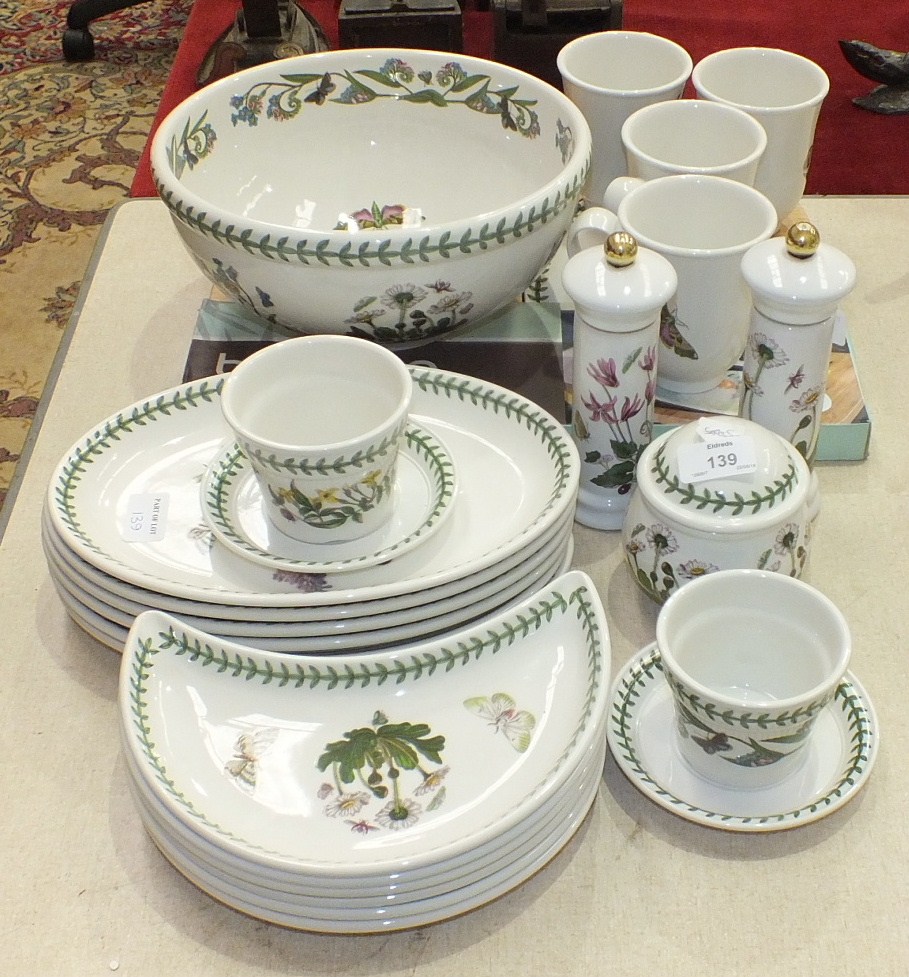 Twenty-four pieces of Portmeirion 'Botanic Garden' table ware, including mixing bowl, chop and serve