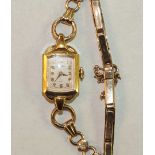 Rotary, a ladies wrist watch with gold-plated case and 9ct gold expanding bracelet, gross weight