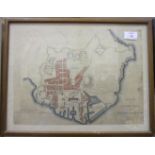 After Benjamin Donn, 'A plan of Stoke Town and Plymouth Dock', later hand-coloured, 26.5 x 37cm,