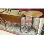 A mahogany circular occasional table on tripod support and a 19th century mahogany Pembroke