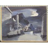 •Frederick J W Cook POLPERRO BY MOONLIGHT Signed watercolour, heightened in white, inscribed