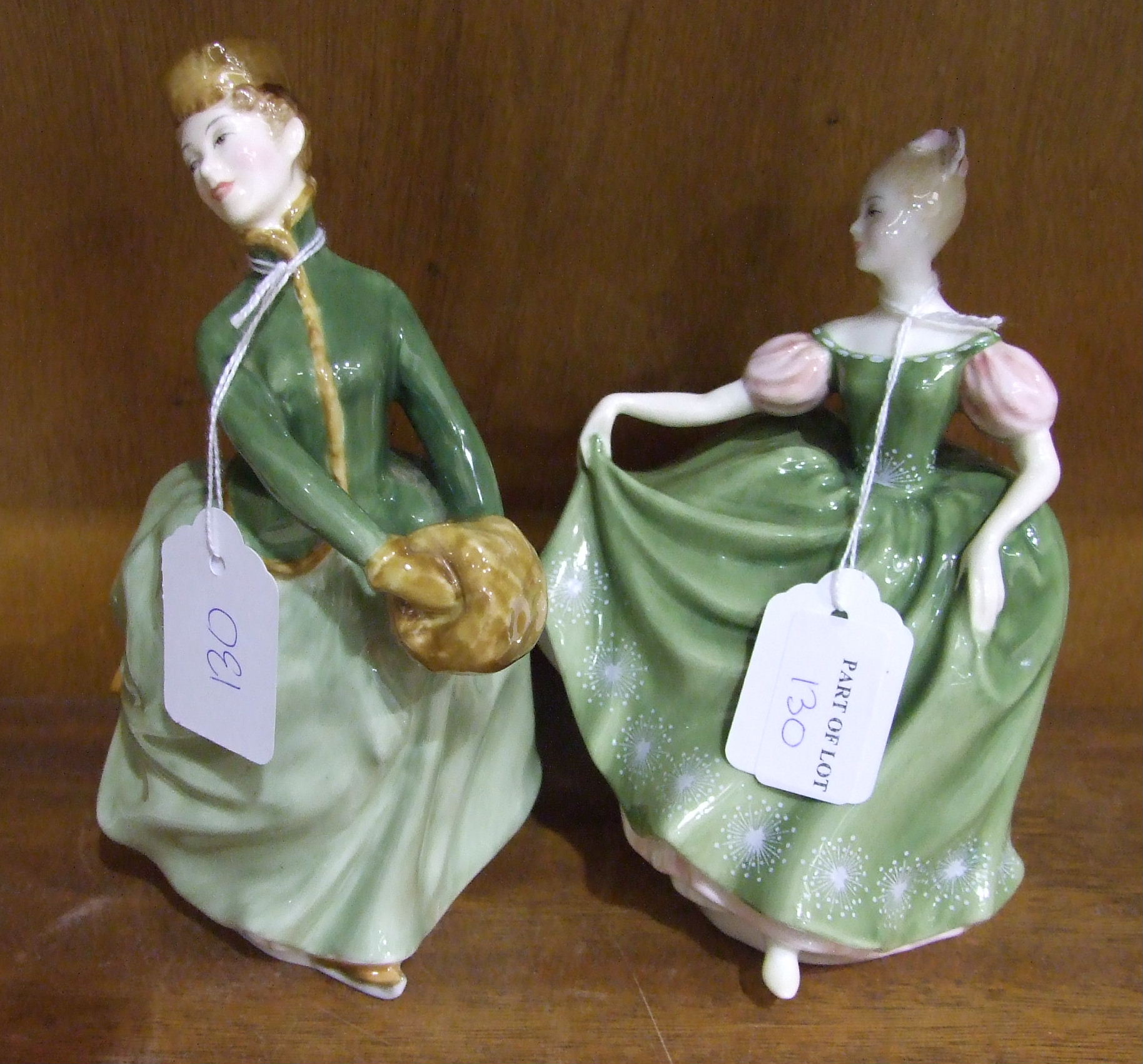 Two Royal Doulton figurines, 'Michele' HN2234, 'Grace' HN2318, two Royal Doulton 'Bunnykins'