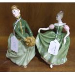Two Royal Doulton figurines, 'Michele' HN2234, 'Grace' HN2318, two Royal Doulton 'Bunnykins'