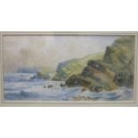 A Tyler LAND'S END Signed watercolour, 23 x 29cm, R F Wadham, COASTAL SCENE, signed watercolour,