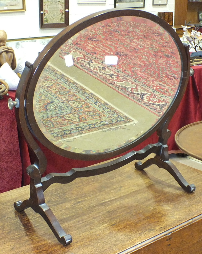 A Victorian walnut octagonal sewing table on carved tripod supports and a 20th century mahogany oval - Image 2 of 2