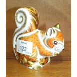 A Royal Crown Derby porcelain paperweight 'Autumn Squirrel', gold stopper, 10cm high.