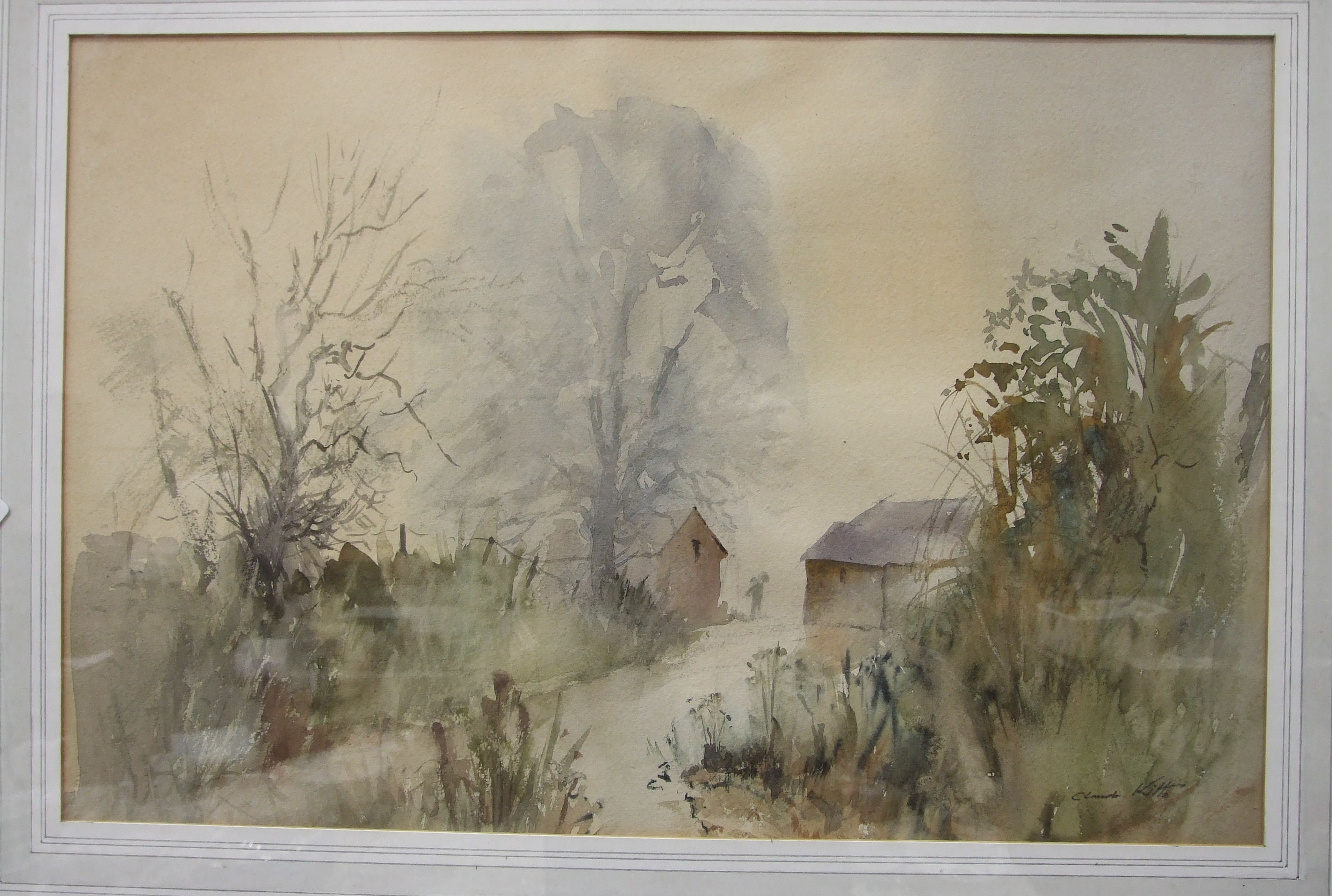 •Claude Kitto TREWURGY FARM, DULOE, NR LOOE Signed watercolour, titled label verso, 31.5 x 48cm - Image 3 of 4