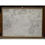 A framed Hydrographic Office Admiralty Chart 'England - South Coast Plymouth Sound', 69 x 98cm, (a/