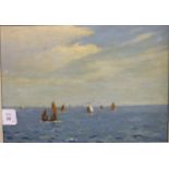 •George Fagan Bradshaw (1887-1960) FISHING BOATS AND VESSELS AT SEA Signed oil on board, 23.5 x