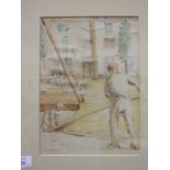 W A Cuthbertson STUDY OF WORKMEN HANDLING PLANKS OF WOOD Signed watercolour, 27 x 19cm.