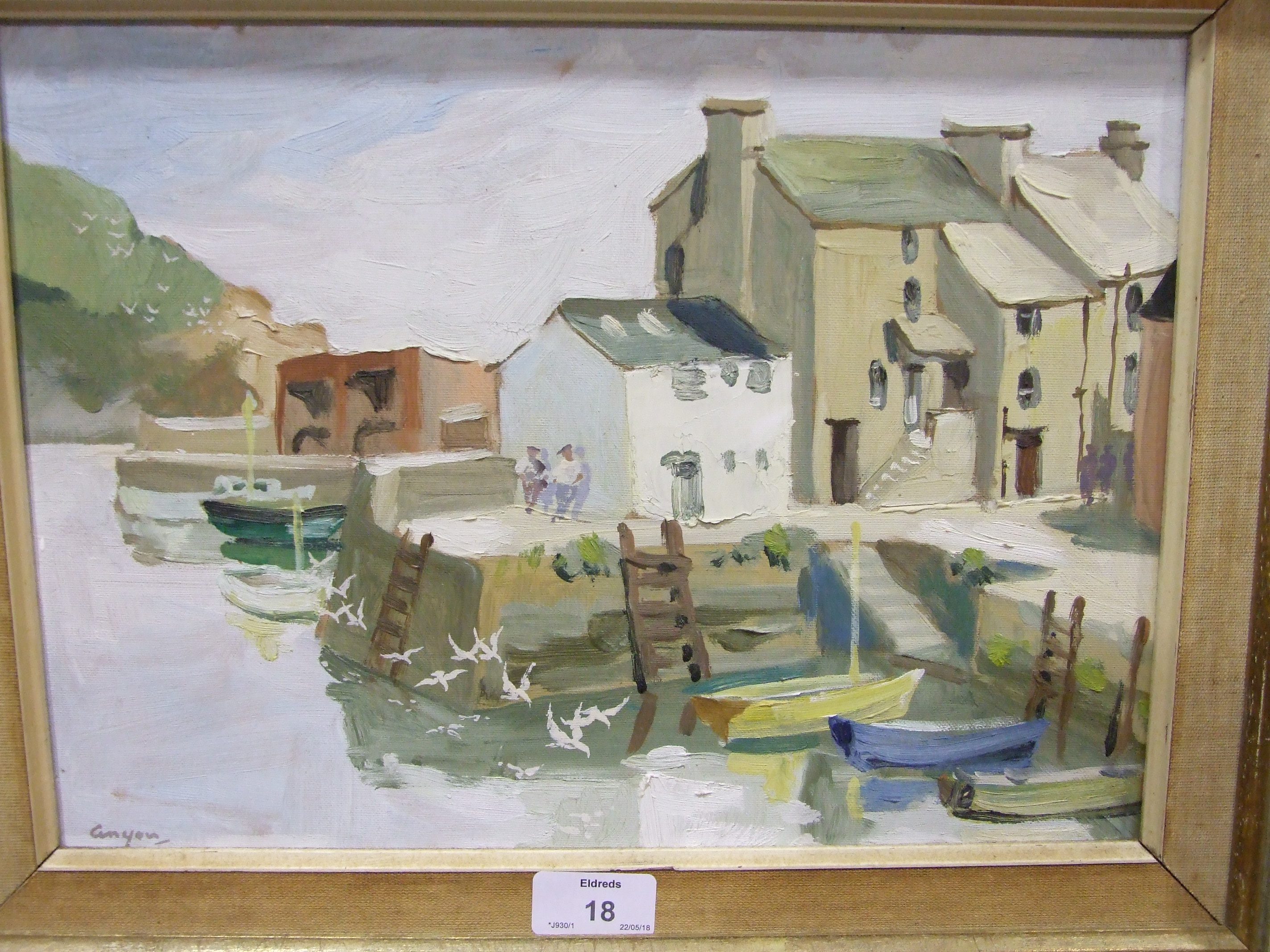 •Anyon Cook POLPERRO Signed watercolour, 18 x 25cm, together with another view of Polperro by the