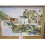 •Anyon Cook POLPERRO Signed watercolour, 18 x 25cm, together with another view of Polperro by the