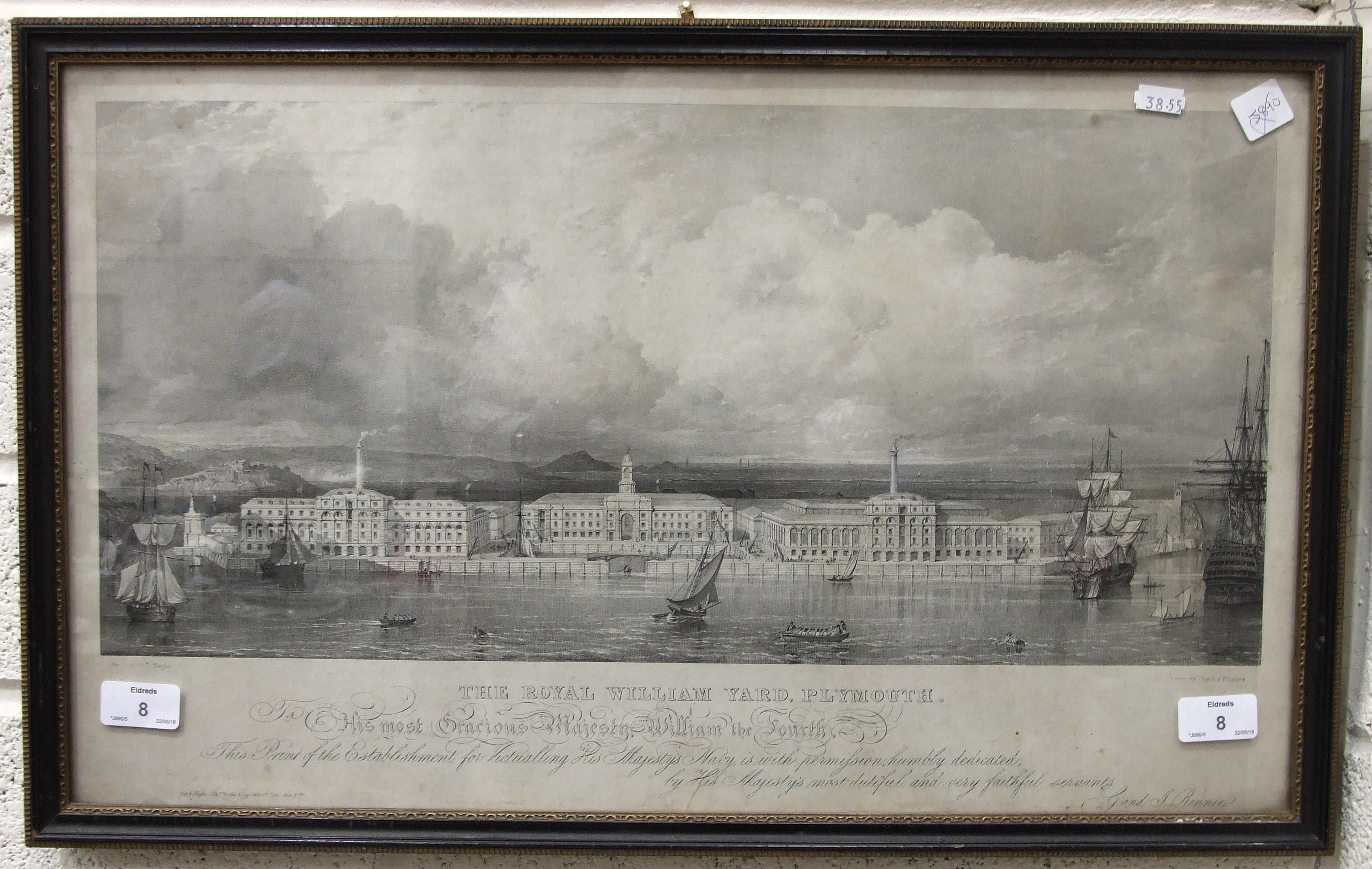 After Charles Purser, 'The Royal William Yard, Plymouth', a framed lithograph, Pub. Day & Haghe,