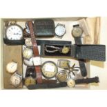 A collection of nineteen pocket and wrist watches, (all a/f) and other items.