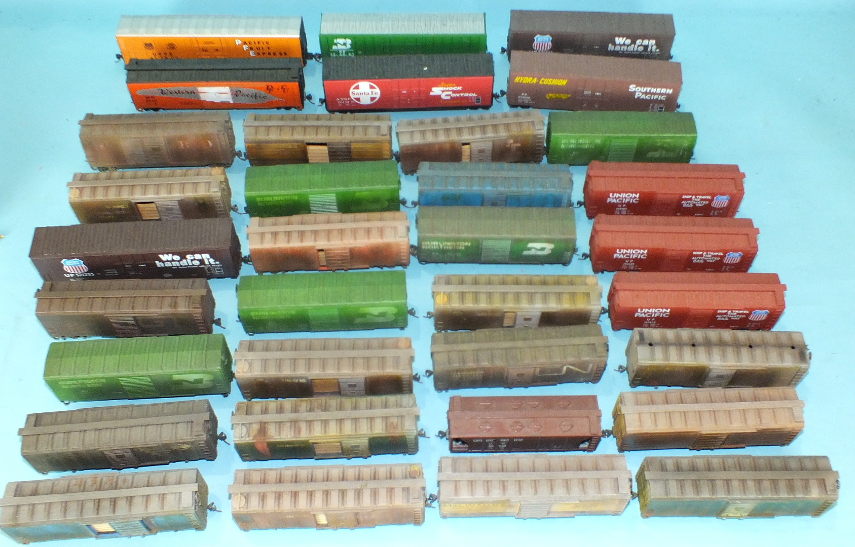 Unnamed, OO gauge, a large quantity of North American rolling stock, some marked 'Made in