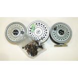 A Hardy Marquis 10 alloy fly reel and line and a Rimfly fly reel with spare spool and two lines, etc