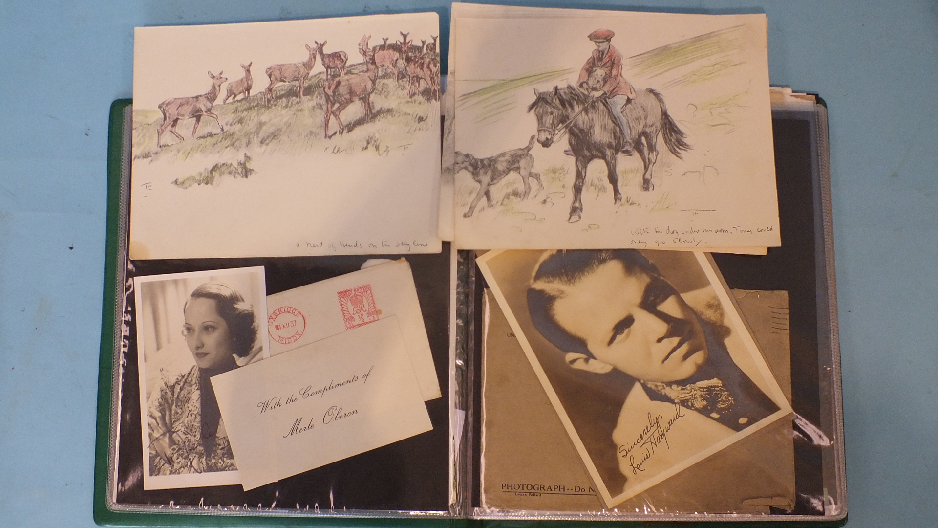 An album of autographs, including Flora Robson, Charles Laughton, Gracie Fields, Merle Oberon,