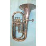 A 'Superior Class' plated 3-valve euphonium by Hawkes & Son, Piccadilly, London, no.34662, (a/f),