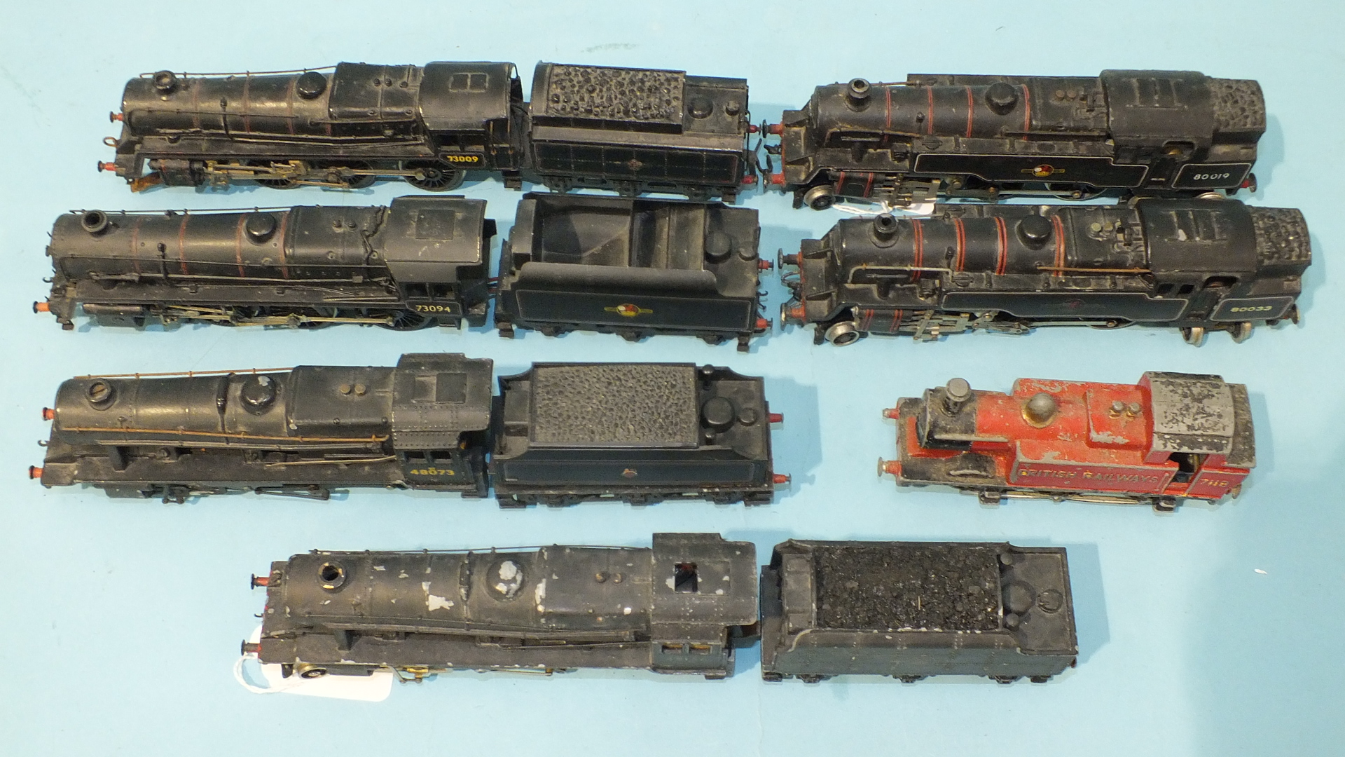 G & R Wrenn Ltd, OO gauge, four unboxed locomotives, (two with incorrect tenders) and three other