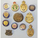 A quantity of badges to include 'War Munition Volunteer', 'Over-Seas Services', 'Old Contemptibles'.