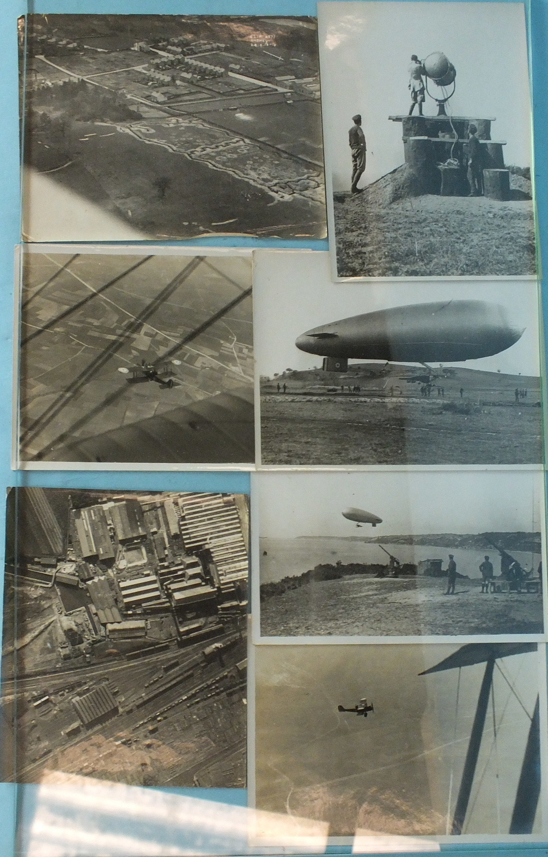 Seven British Official Photographs c1918 showing search light and gun emplacements on the South