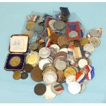 A collection of approximately one hundred various commemorative, sporting and other medallions.