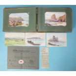 An album of 51 postcards by William Edward Croxford, including three original watercolour