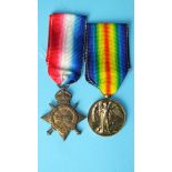 A WWI pair awarded to 2079 Pte W H Stephens, Devon R: 1914-15 Star and Victory Medal.