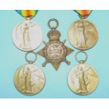 Four WWI Victory medals: RX4-276291 Pte R W Huet ASC, 515198 Spr W D Holman RE; 175360 Apr A Roberts