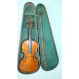 A violin 'The Maidstone' by Murdoch Murdoch & Co, 35.5cm, with two-piece back, cased, with bow.
