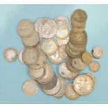 A collection of mainly foreign coinage, including silver.